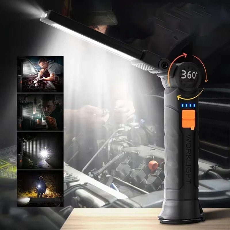 Акумуляторний ліхтар з магнітом, LED + COB, BL-G52, Чорний / Складаний ліхтар для кемпінгу / Ручний світлодіодний ліхтар