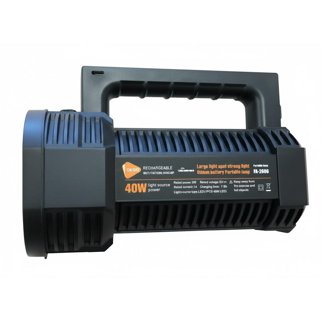 Ручний ліхтар акумуляторний 40W, USB, FA-2606-40W, Чорний / Світлодіодний ліхтар / LED ліхтарик ручний