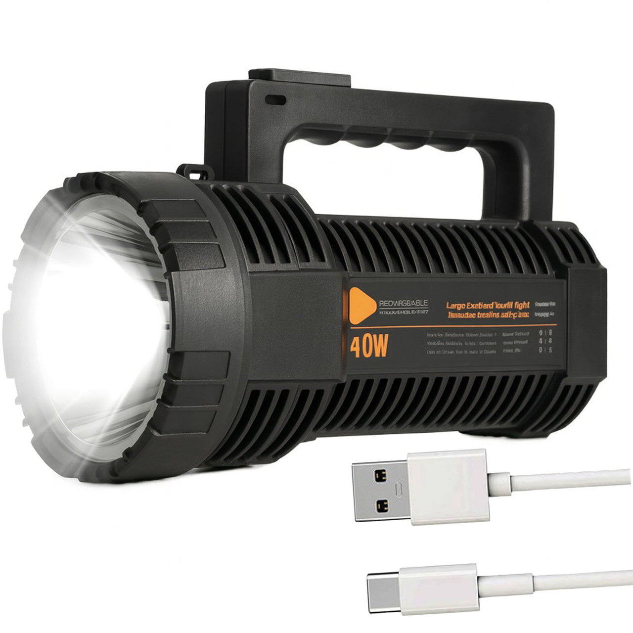 Ручний ліхтар акумуляторний 40W, USB, FA-2606-40W, Чорний / Світлодіодний ліхтар / LED ліхтарик ручний