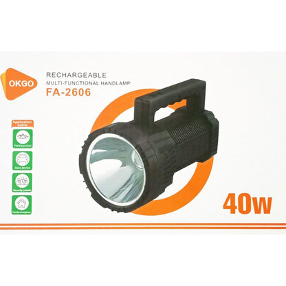 Ручний ліхтар акумуляторний 40W, USB, FA-2606-40W, Чорний / Світлодіодний ліхтар / LED ліхтарик ручний
