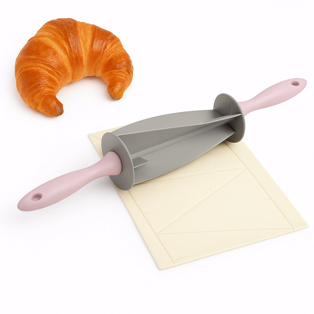 Качалка для нарізки тіста 22х6,5 см ,Sweet Croissant Cutter, Сіро-рожева / Качалка-ніж для круасанів / Ніж для круасанів