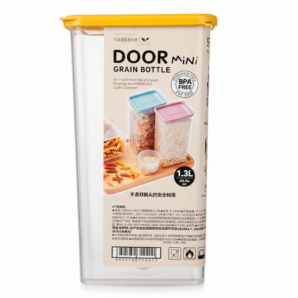 Контейнер для зберігання з плоскою кришкою 1,3л DoorMini / Ємність для сипучих стелажна / Органайзер для круп / Харчовий контейнер