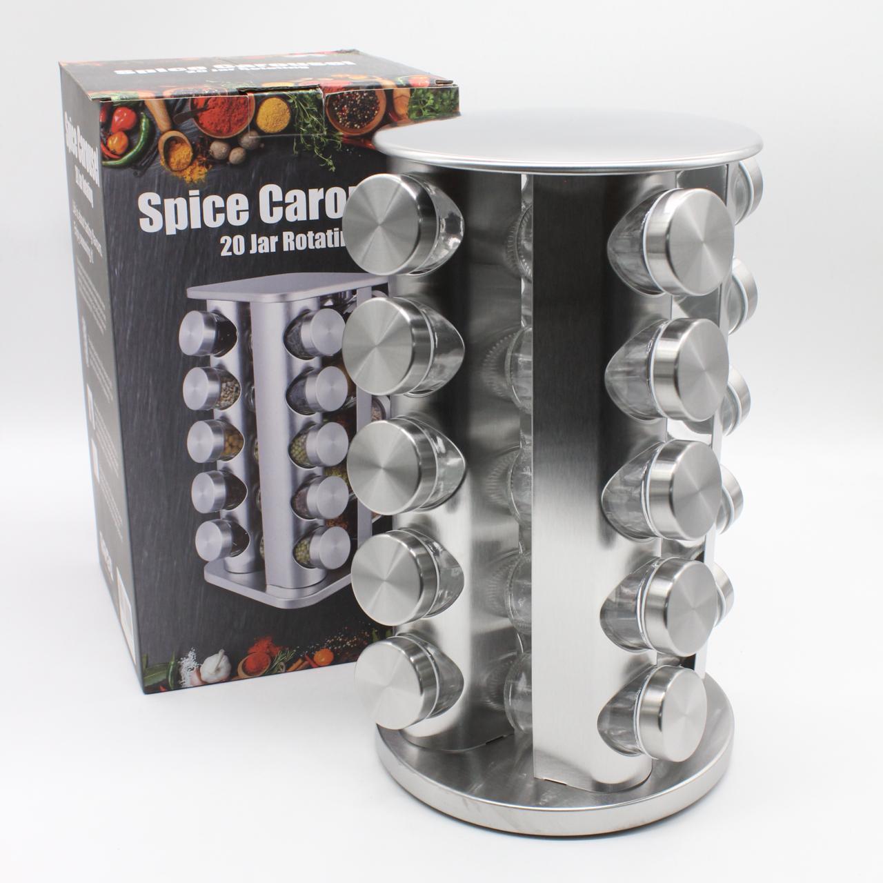Набір для спецій та приправ 20 баночок (34х18см), з поворотом на 360 / Баночки для спецій / Карусель для спецій