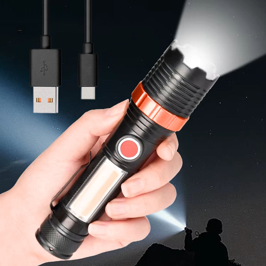 Акумуляторний ліхтар ручний c Zoom, LED + COB, ED31879 (BL669), Чорний / Ліхтар з бічним світлом / Світлодіодний ліхтарик