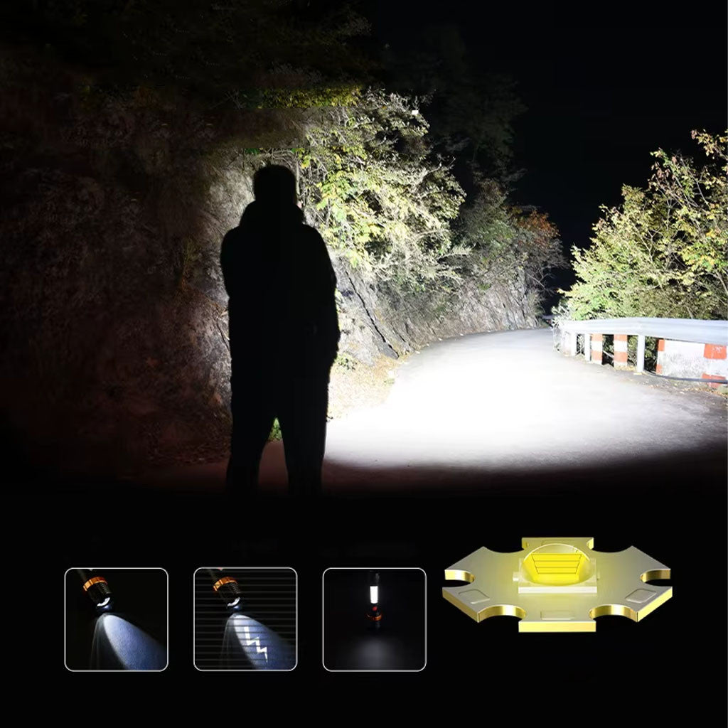 Акумуляторний ліхтар ручний c Zoom, LED + COB, ED31879 (BL669), Чорний / Ліхтар з бічним світлом / Світлодіодний ліхтарик