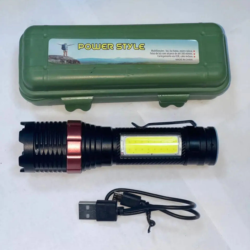Акумуляторний ліхтар ручний c Zoom, LED + COB, ED31879 (BL669), Чорний / Ліхтар з бічним світлом / Світлодіодний ліхтарик