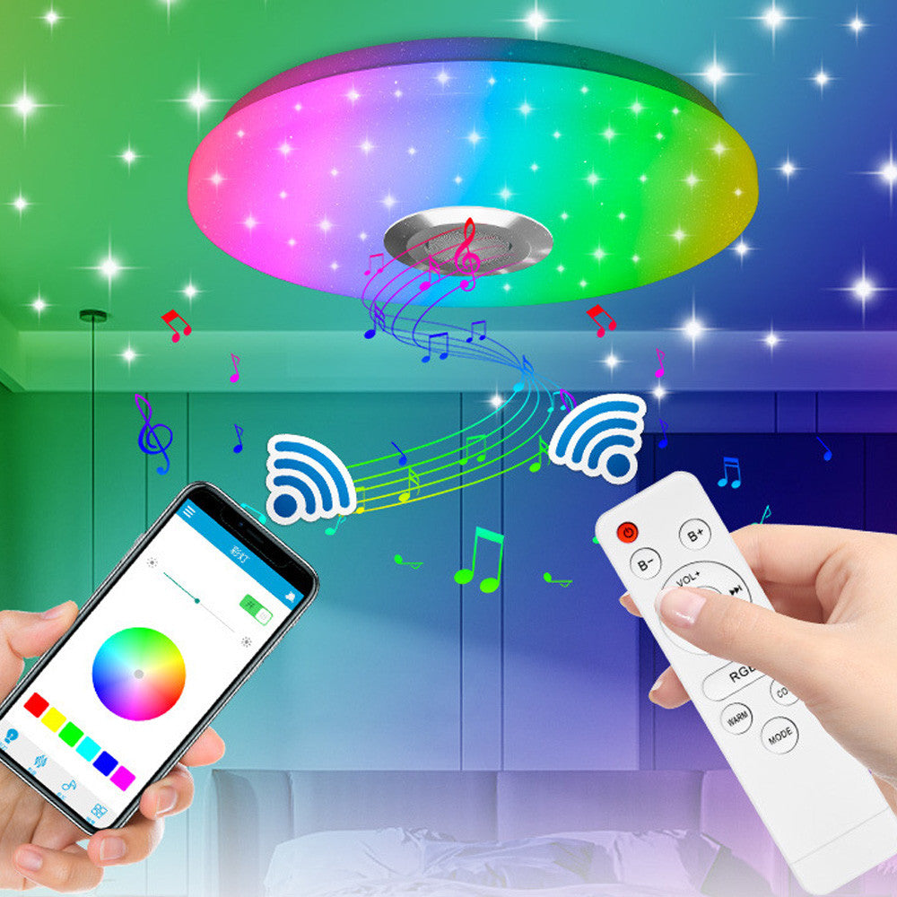 Стельовий світильник 33 см з Bluetooth колонкою, пульт, RGB /Світлодіодна люстра на стелю / Розумний LED світильник