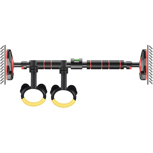 Розсувний турнік з кільцями до 150кг, 121-160см / Планка-турнік для підтягування / Турнік у дверний отвір