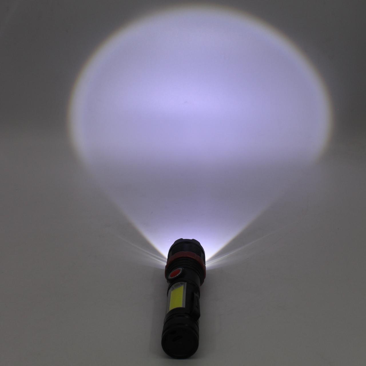Акумуляторний ліхтар ручний c Zoom, LED + COB, ED31879 (BL669), Чорний / Ліхтар з бічним світлом / Світлодіодний ліхтарик