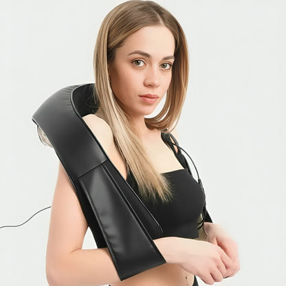Роликовий масажер для спини та шиї Massager of Neck Kneading, Чорний / Масажна накидка