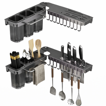 Настінний органайзер для кухонного приладдя, 65х8,7х3см / Металевий органайзер для кухні / Полиця органайзер для кухні