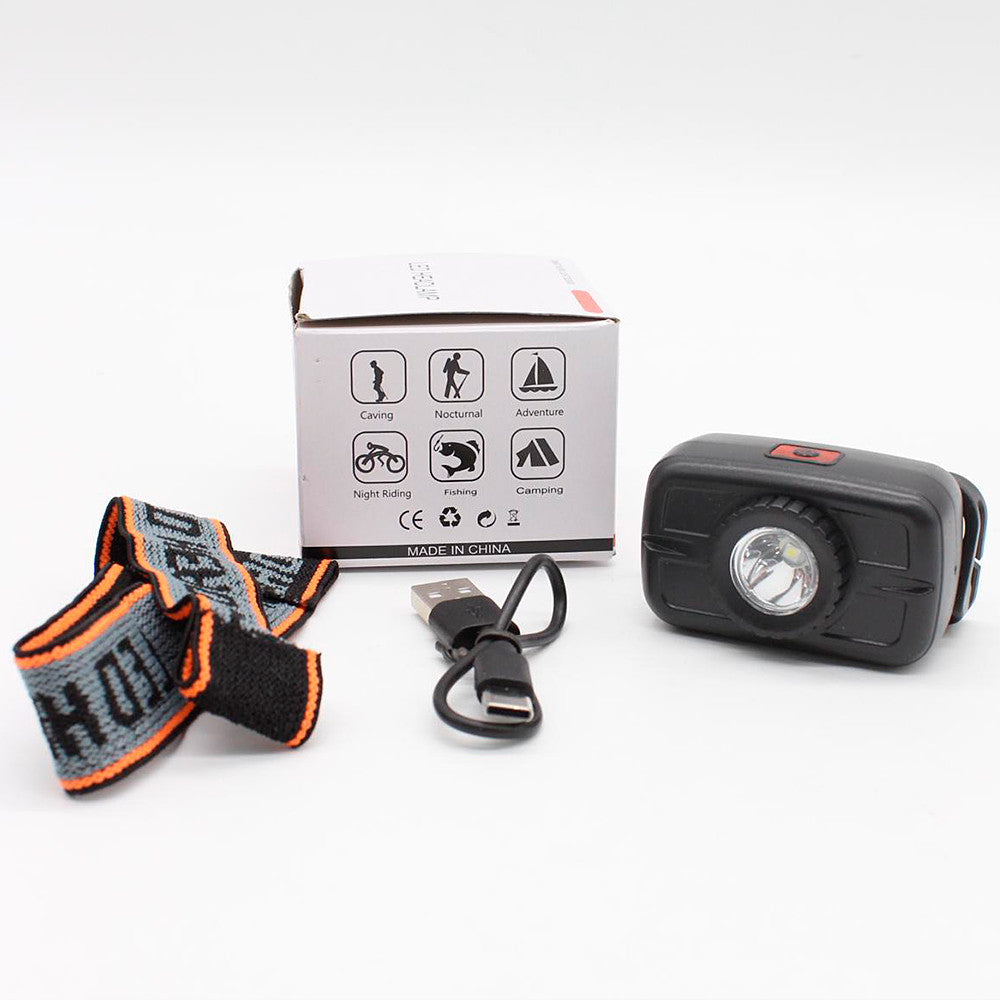 LED ліхтар налобний акумуляторний 4 режими, USB, RN1858, Чорний / Світлодіодний ліхтар на голову / Налобний ліхтарик для туризму