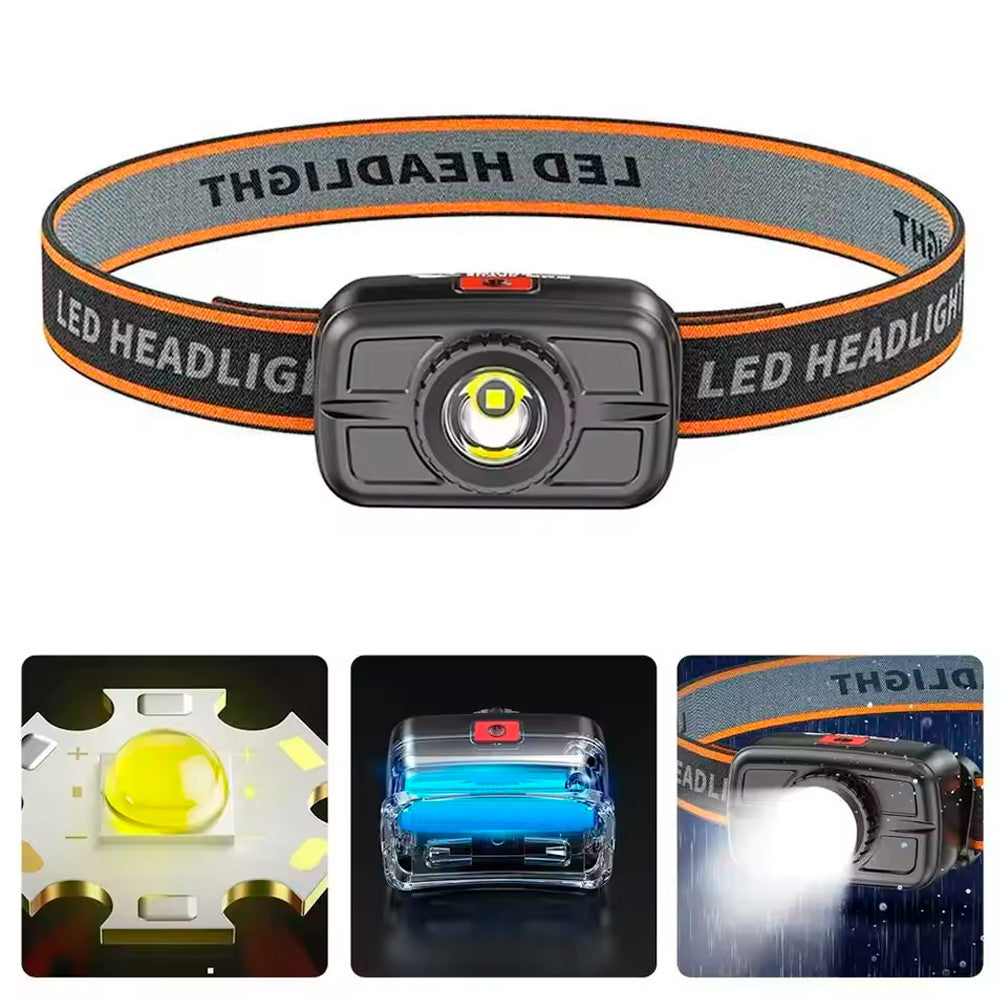 LED ліхтар налобний акумуляторний 4 режими, USB, RN1858, Чорний / Світлодіодний ліхтар на голову / Налобний ліхтарик для туризму