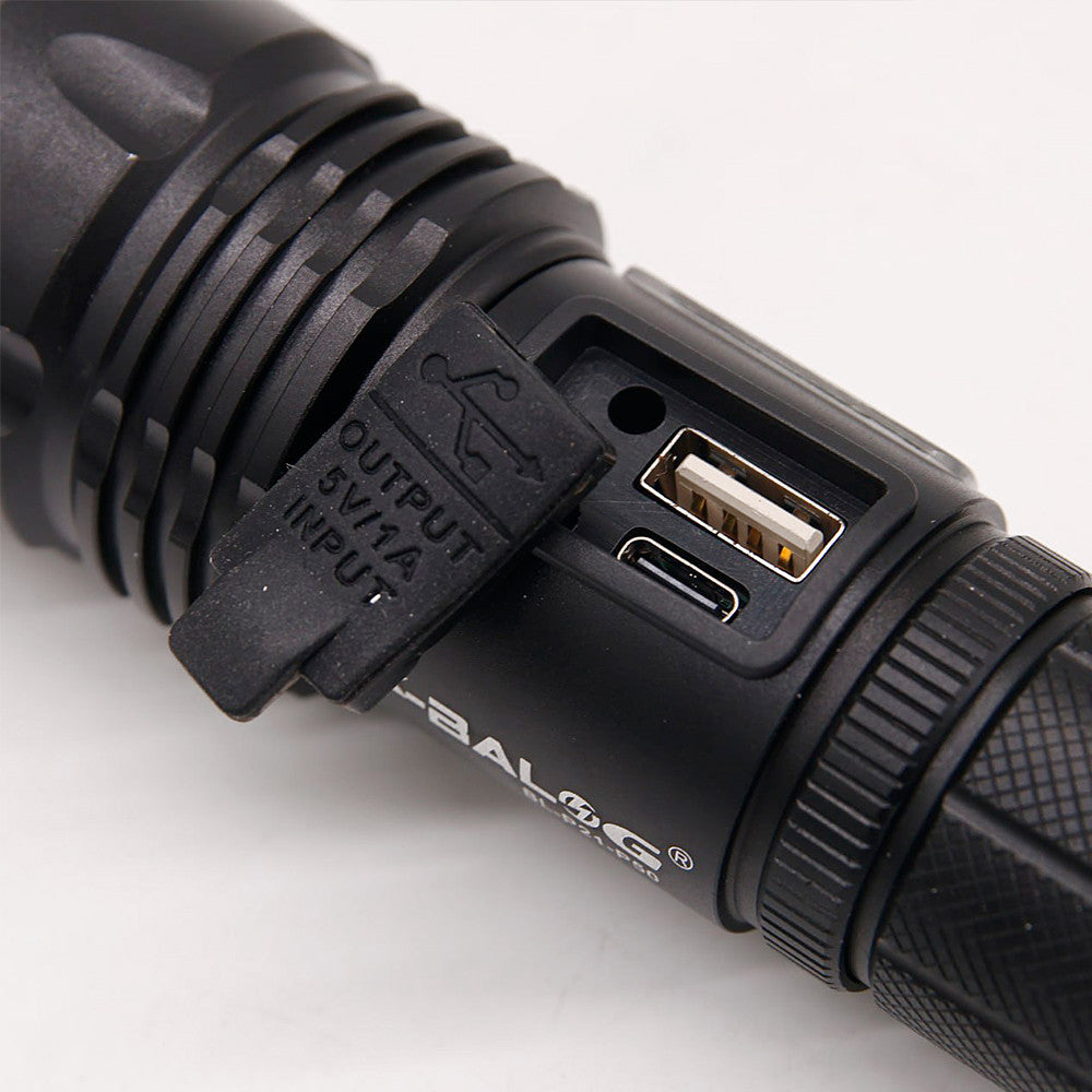 Ручний ліхтар акумуляторний 1200 люмен від батарейок та USB, BL-P21-P50, Чорний / Потужний ліхтарик з зумом / Тактичний ліхтар