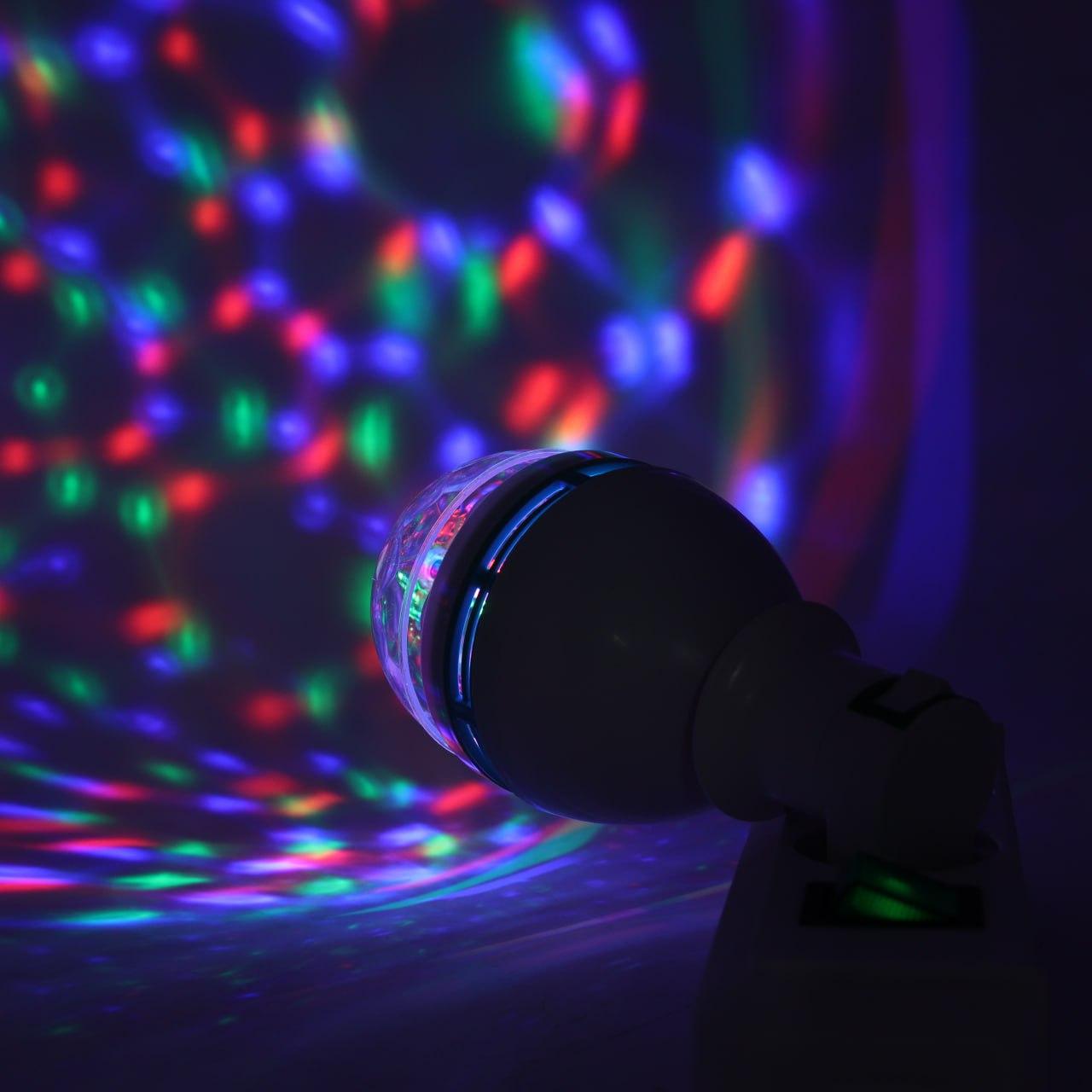 Диско-лампа LED що обертається E27 RGB для вечірок і свят / Світлодіодна куля / Новорічна диско-лампа кольорова
