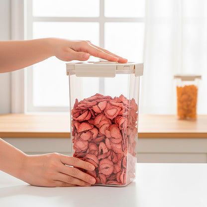Вакуумний контейнер для продуктів 3,3 л прямокутний для холодильника, Бежевий / Харчовий контейнер / Ємність вакуумна кухонна