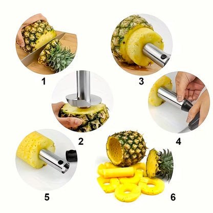 Ніж для очистки і нарізки ананаса нержавіюча сталь Pineapple Pro, Сріблястий / Ананасорізка / Слайсер для ананасів з ручкою