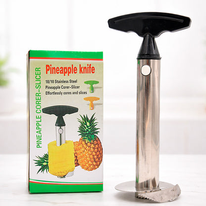 Ніж для очистки і нарізки ананаса нержавіюча сталь Pineapple Pro, Сріблястий / Ананасорізка / Слайсер для ананасів з ручкою