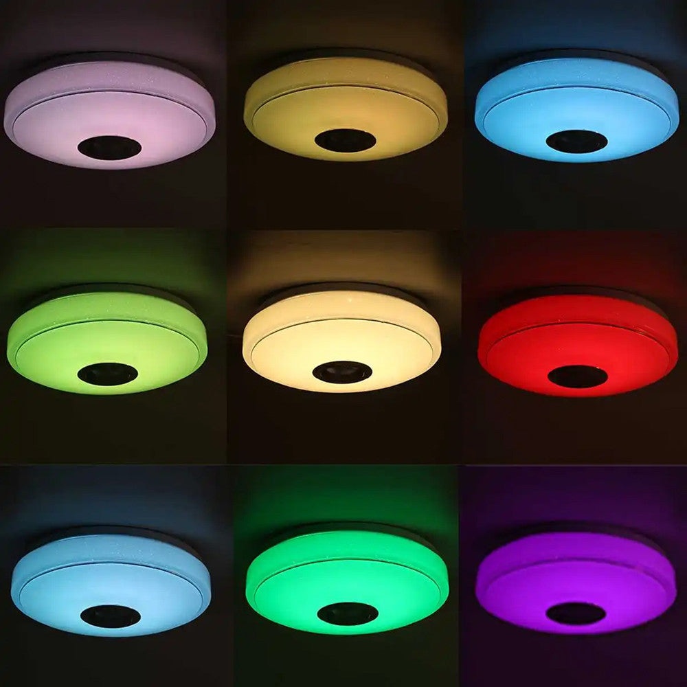 Стельовий світильник 26см, з Bluetooth + пульт, RGB / Світильник на стелю / Розумна люстра з колонкою
