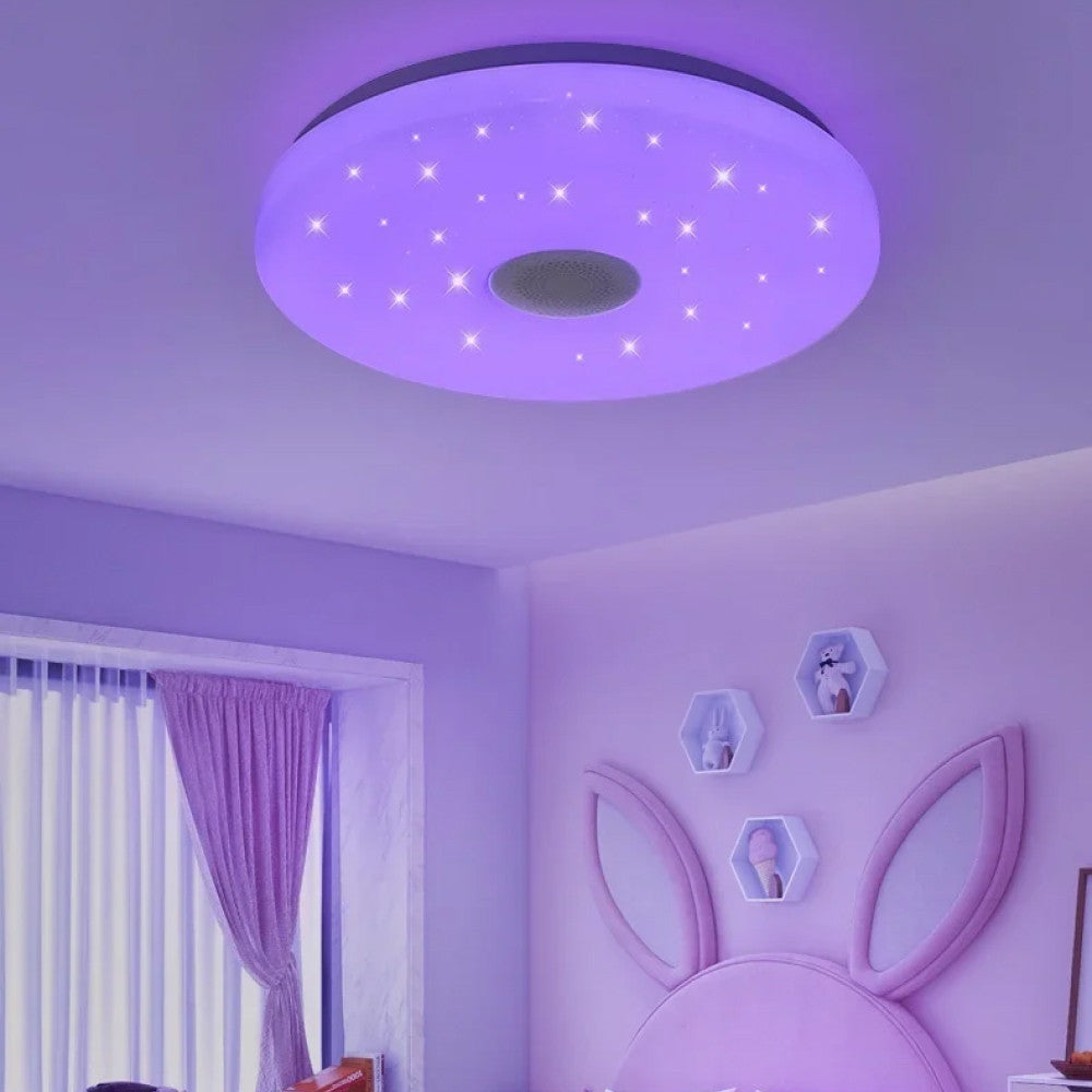 Стельовий світильник 26см, з Bluetooth + пульт, RGB / Світильник на стелю / Розумна люстра з колонкою
