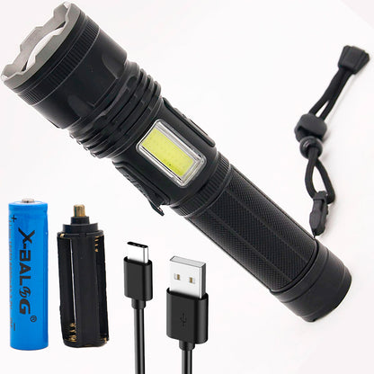 Ручний ліхтар акумуляторний 1200 люмен від батарейок та USB, BL-P21-P50, Чорний / Потужний ліхтарик з зумом / Тактичний ліхтар