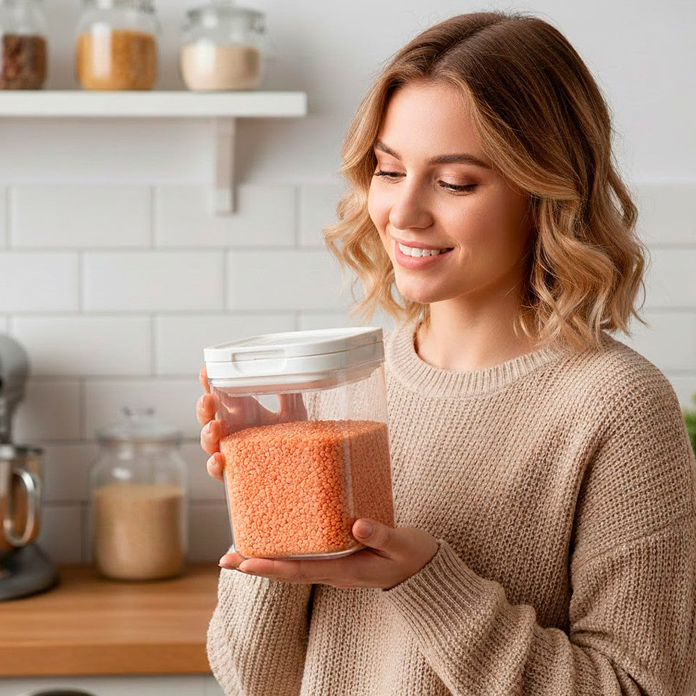 Герметичний контейнер для продуктів 0,9 л прямокутний з кришкою, / Ємність для зберігання сипучих / Харчовий контейнер