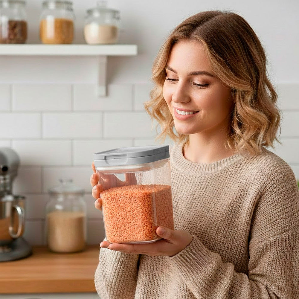 Герметичний контейнер для продуктів 0,9 л прямокутний з кришкою, / Ємність для зберігання сипучих / Харчовий контейнер