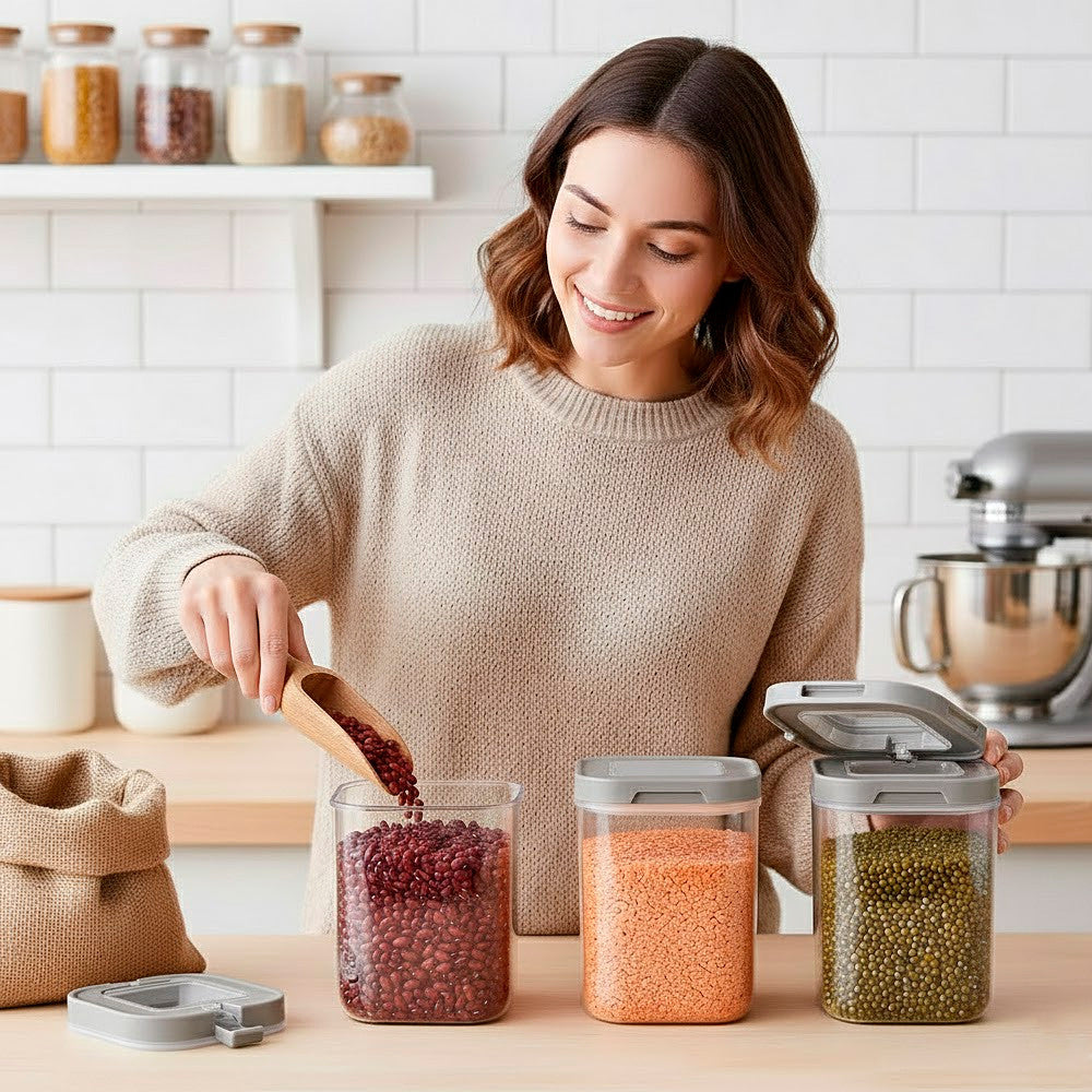 Герметичний контейнер для продуктів 0,9 л прямокутний з кришкою, / Ємність для зберігання сипучих / Харчовий контейнер