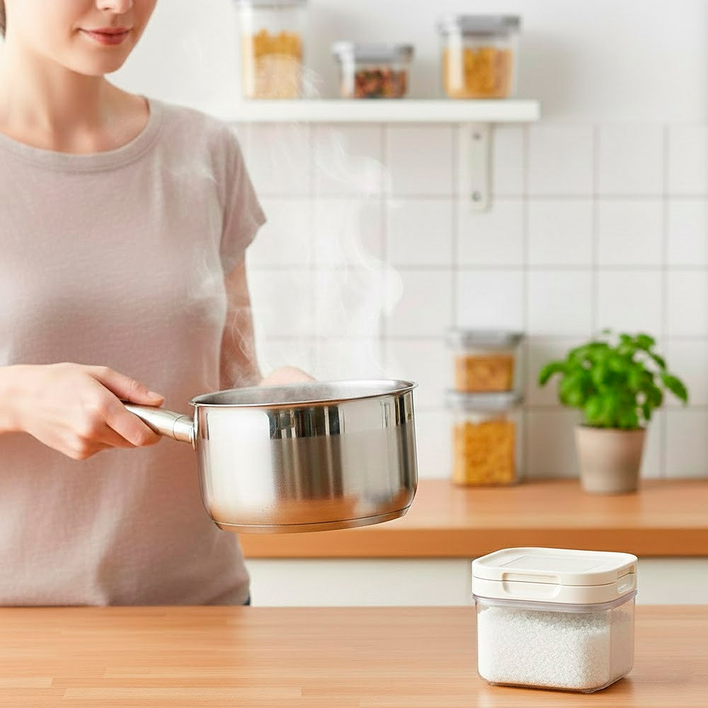 Герметичний контейнер для продуктів 0,4 л квадратний, / Харчовий контейнер / Ємність для сипучих / Банка для спецій