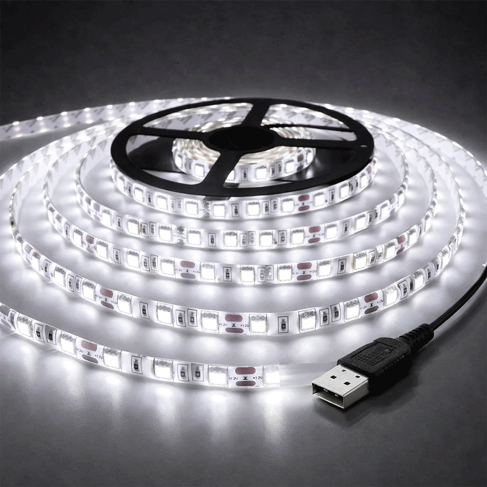 Світлодіодна LED стрічка 5м, від USB, / Універсальна лед стрічка від повербанка / Підсвітка для дзеркала