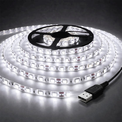 Світлодіодна LED стрічка 5м, від USB, / Універсальна лед стрічка від повербанка / Підсвітка для дзеркала