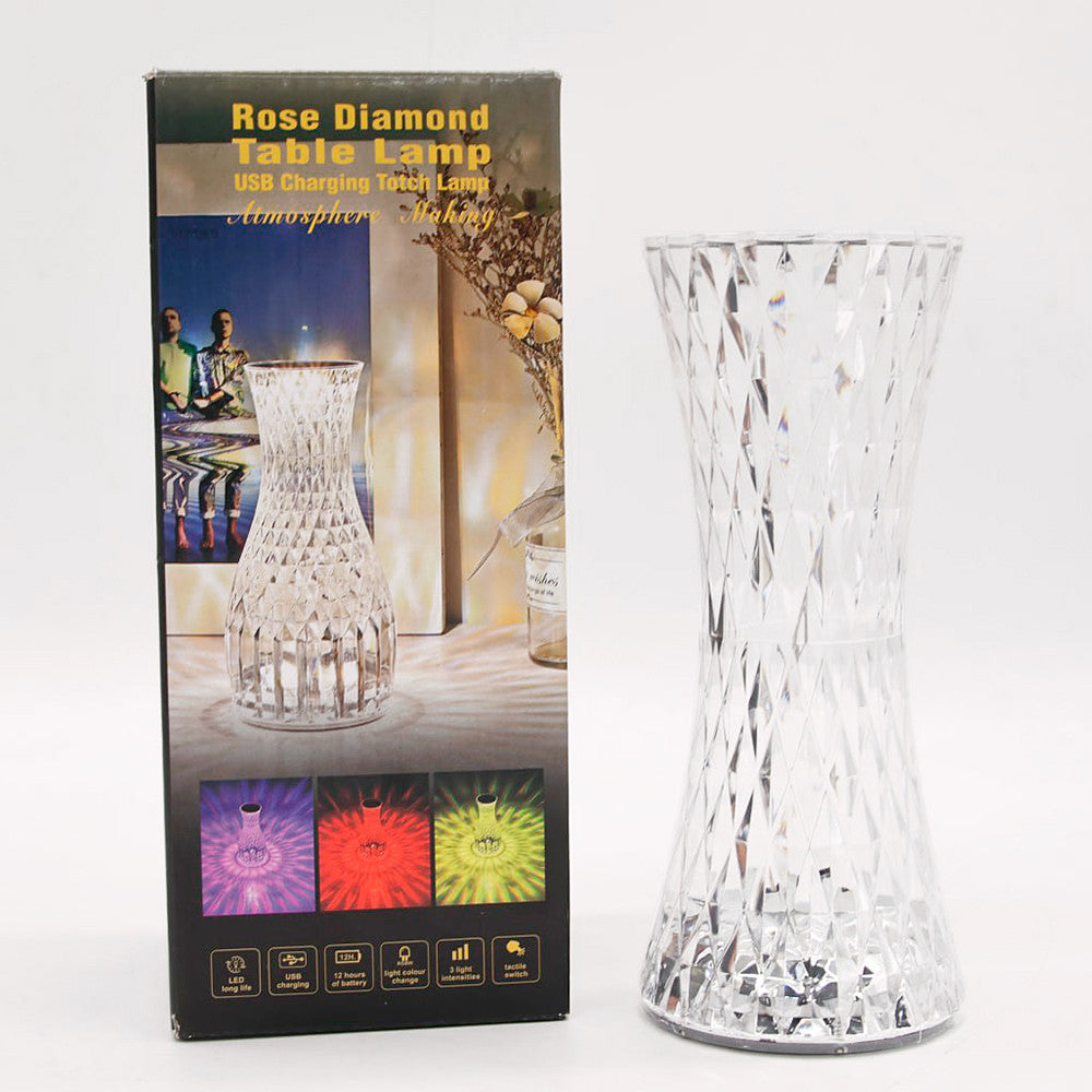 Настільна LED лампа "кришталева" від USB акумуляторна Rose Diamond, RGB / Нічник сенсорний / Декоративна лампа на стіл