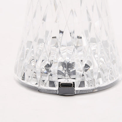 Настільна LED лампа "кришталева" від USB акумуляторна Rose Diamond, RGB / Нічник сенсорний / Декоративна лампа на стіл