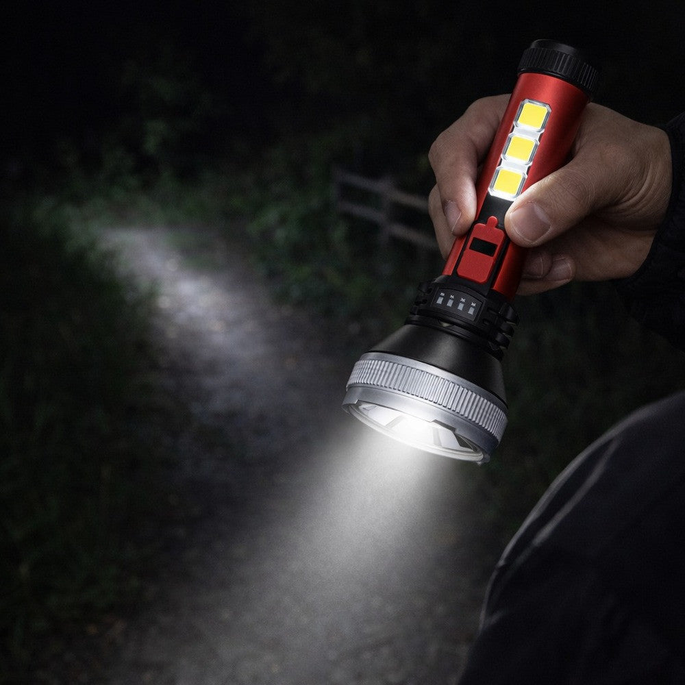 Ручний ліхтар з боковим підсвічуванням 5W LED + 3 COB, 4 режими, micro USB, COBA CB-C95 / Світлодіодний ліхтар акумуляторний