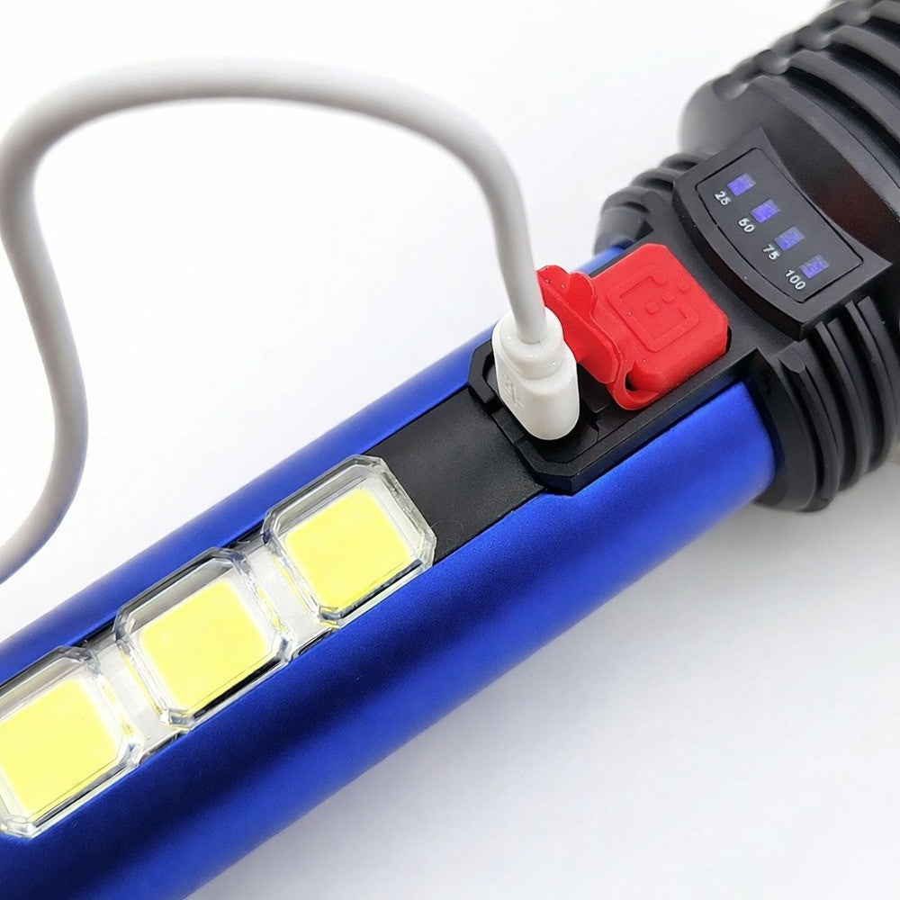 Ручний ліхтар з боковим підсвічуванням 5W LED + 3 COB, 4 режими, micro USB, COBA CB-C95 / Світлодіодний ліхтар акумуляторний