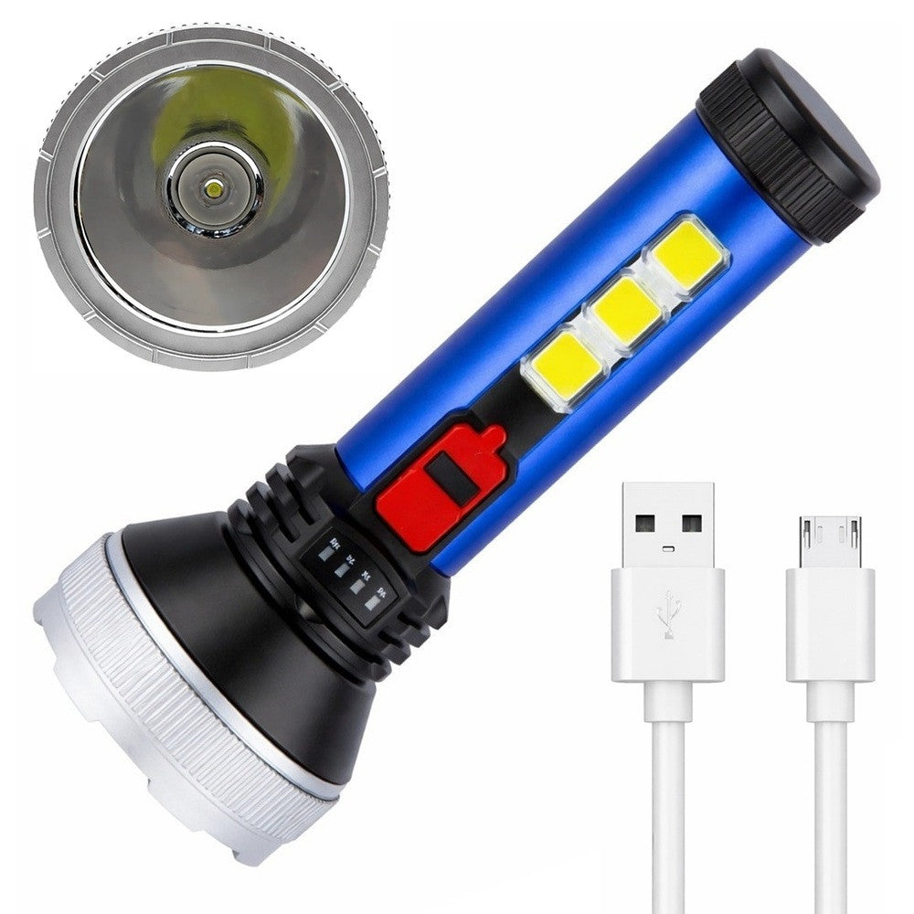 Ручний ліхтар з боковим підсвічуванням 5W LED + 3 COB, 4 режими, micro USB, COBA CB-C95 / Світлодіодний ліхтар акумуляторний