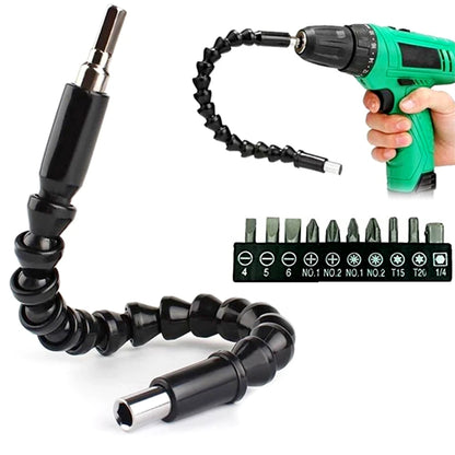 Подовжувач гнучкий для дриля + Набір насадок 10в1, FLEXIBLE SCREW TOOL, Чорний / Гнучкий вал для шуруповерта та викрутки