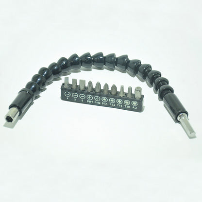 Подовжувач гнучкий для дриля + Набір насадок 10в1, FLEXIBLE SCREW TOOL, Чорний / Гнучкий вал для шуруповерта та викрутки