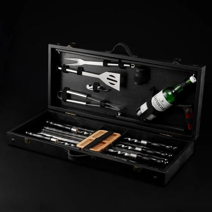 Шашличний набір у дерев'яному кейсі, 19 предметів, Grills G15 / Комплект шампурів у кейсі / Мангальний комплект