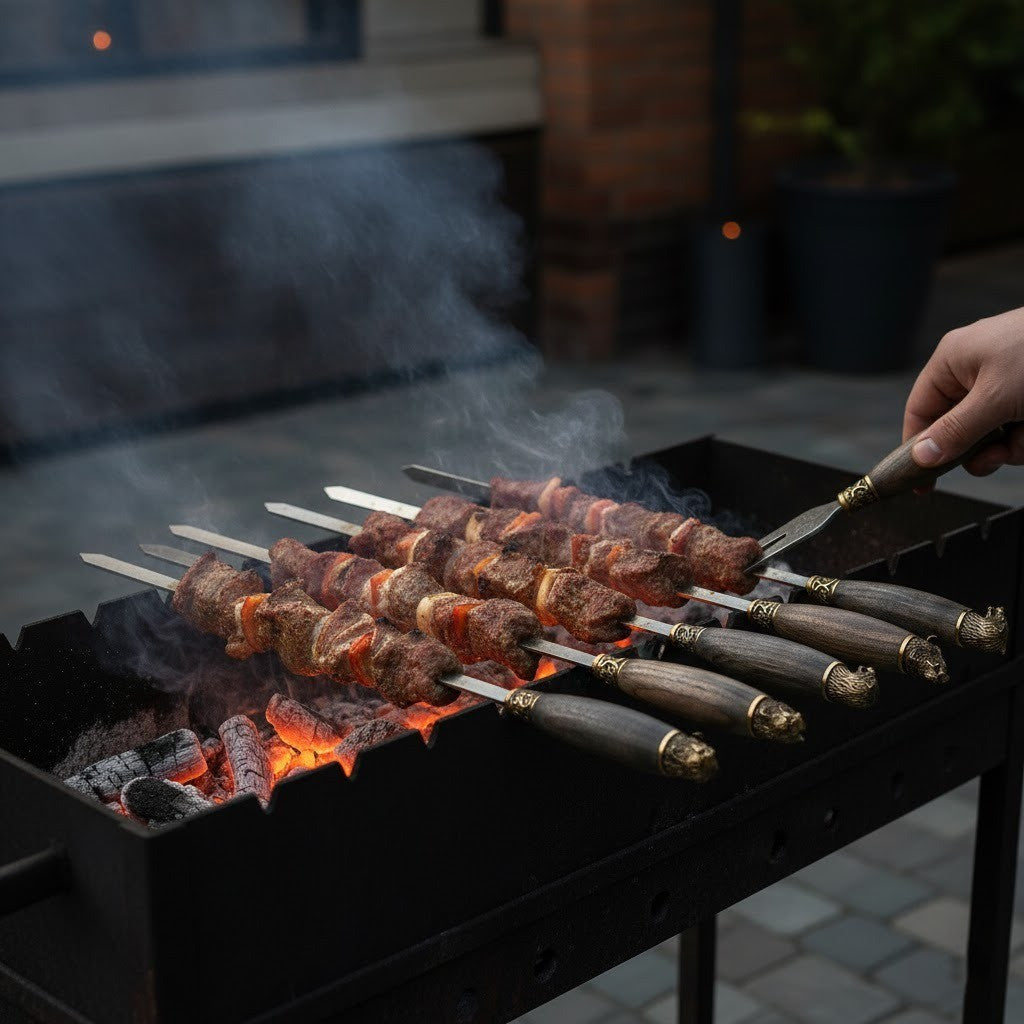 Набір для шашлику у дерев'яному кейсі, 19 предметів Grills G24 / Комплект для мангалу / Набір для грилю