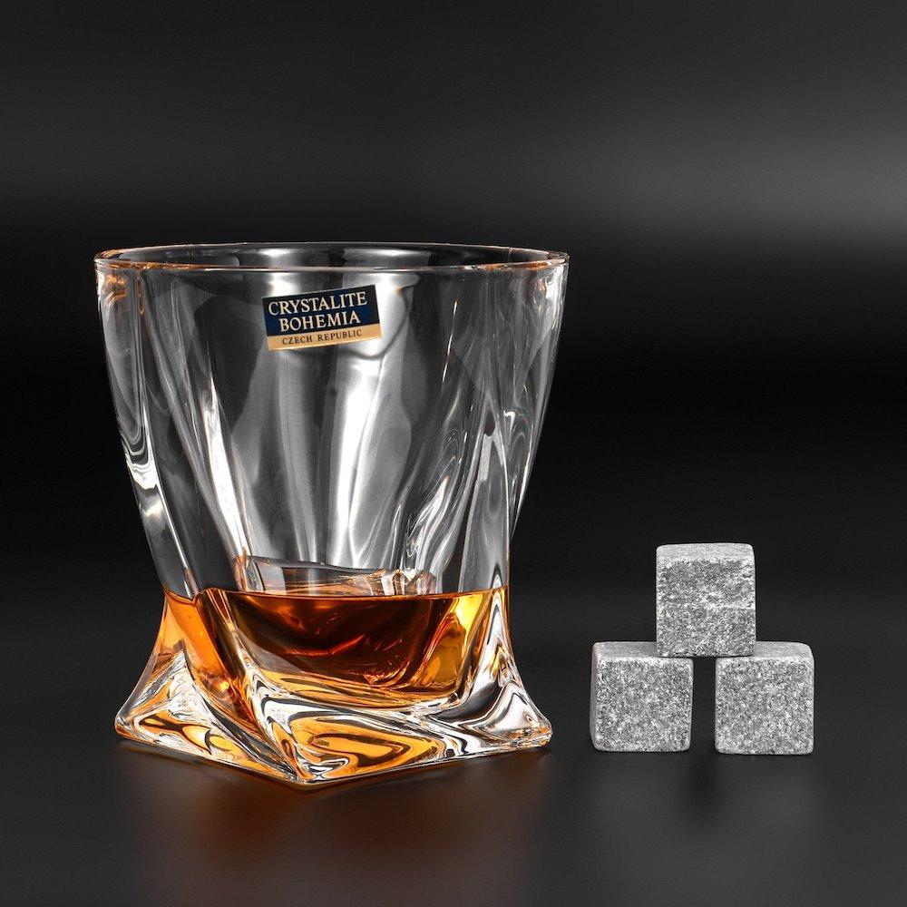 Подарунковий набір для віскі, 4 келихи з графіном, 16 каменів, / Камені для віскі / Кришталевий набір для віскі