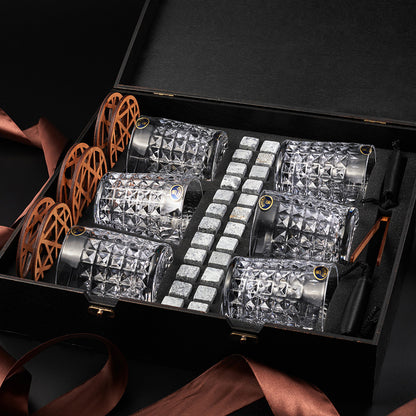 Набір для віскі з камінням 6 склянок, 24 камені, / Каміння для віскі набір / Подарунковий набір для віскі