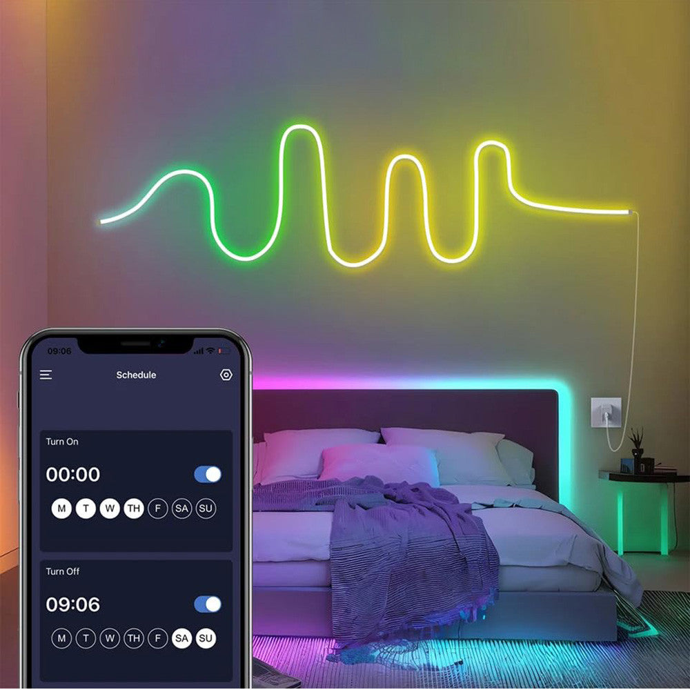 Розумна неонова стрічка від USB, 5 м, пульт + Bluetooth, Rgb / RGB стрічка / Гнучкий неон / Стрічка світлодіодна