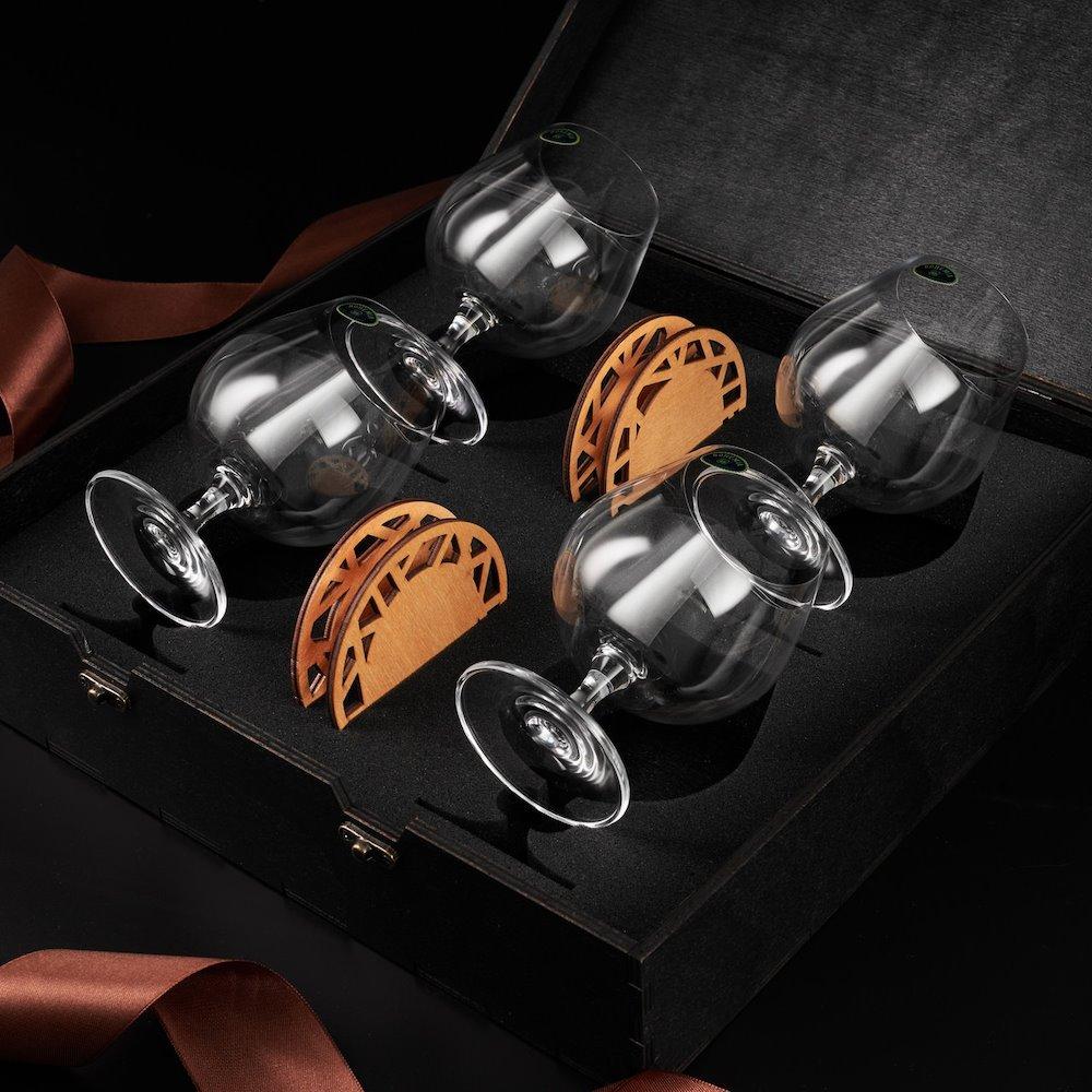Набір коньячних келихів, 4шт, Colibri / Набір для коньяку / Подарунковий набір 4 склянки