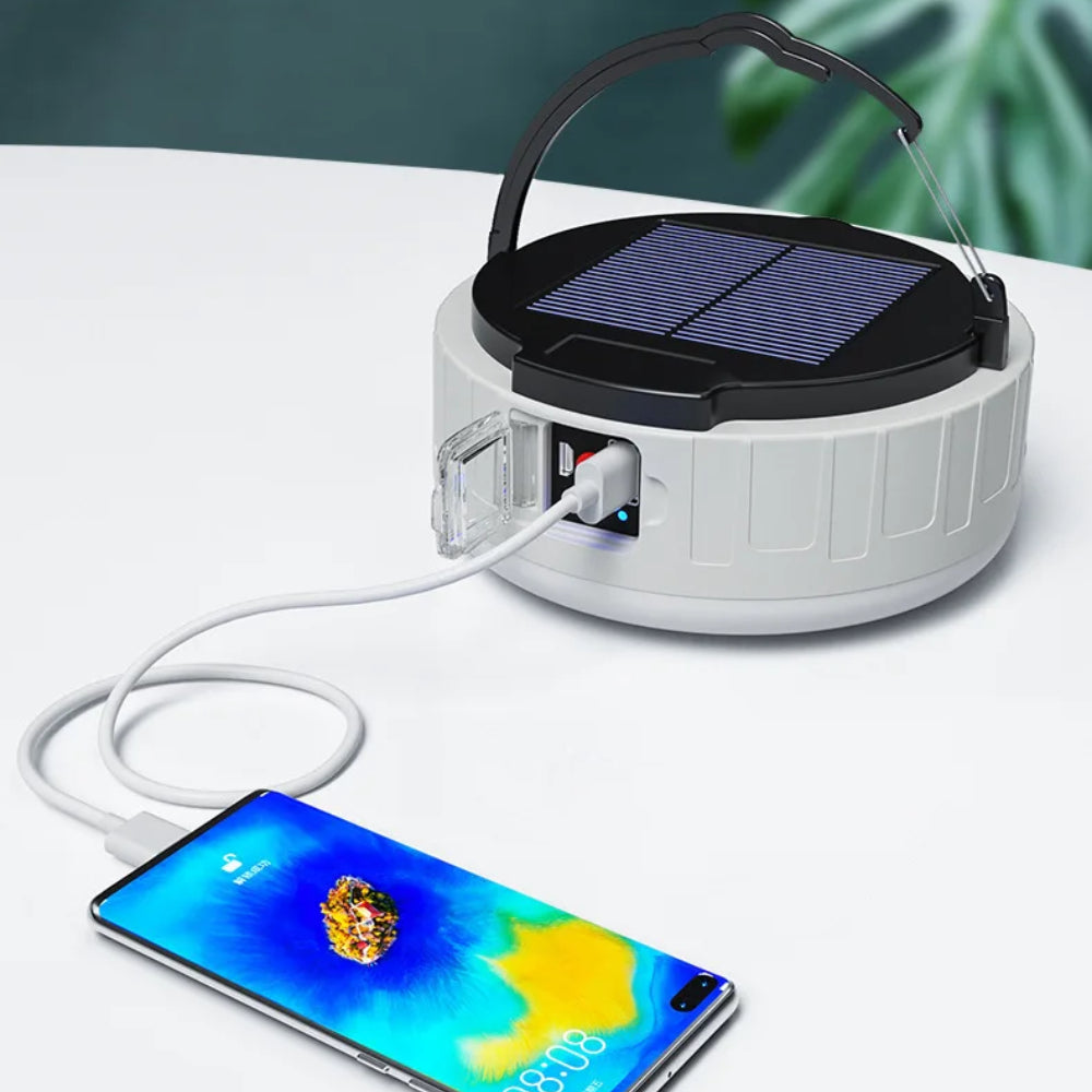 Лампа для кемпінгу із сонячною панеллю, HP-2008 + SOLAR, Білий / Лампа з акумулятором / Акумуляторний ліхтар