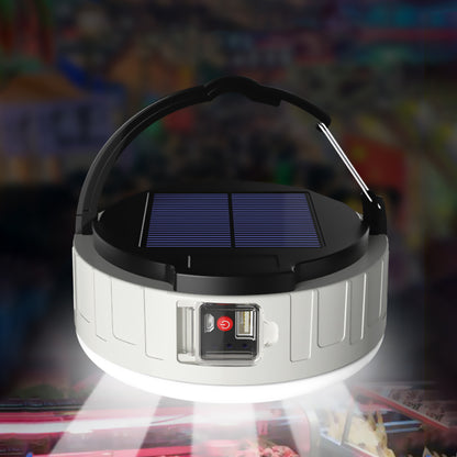 Лампа для кемпінгу із сонячною панеллю, HP-2008 + SOLAR, Білий / Лампа з акумулятором / Акумуляторний ліхтар