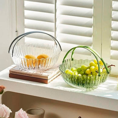 Цукерниця прозора пластикова 25,7см з великими ручками, / Фруктовниця для фруктів солодощів на стіл / Миска для фруктів