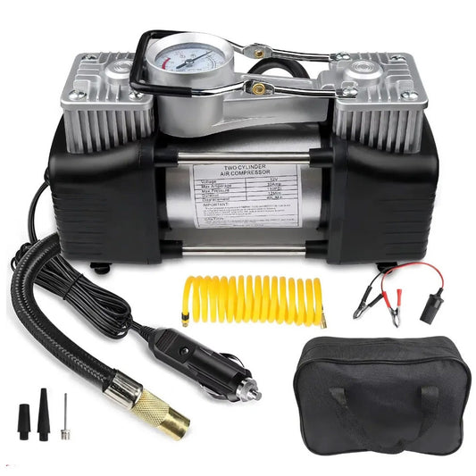 Автомобільний компресор двопоршневий 12V Air Compressor 628-4x4 + сумка / Потужний повітряний насос