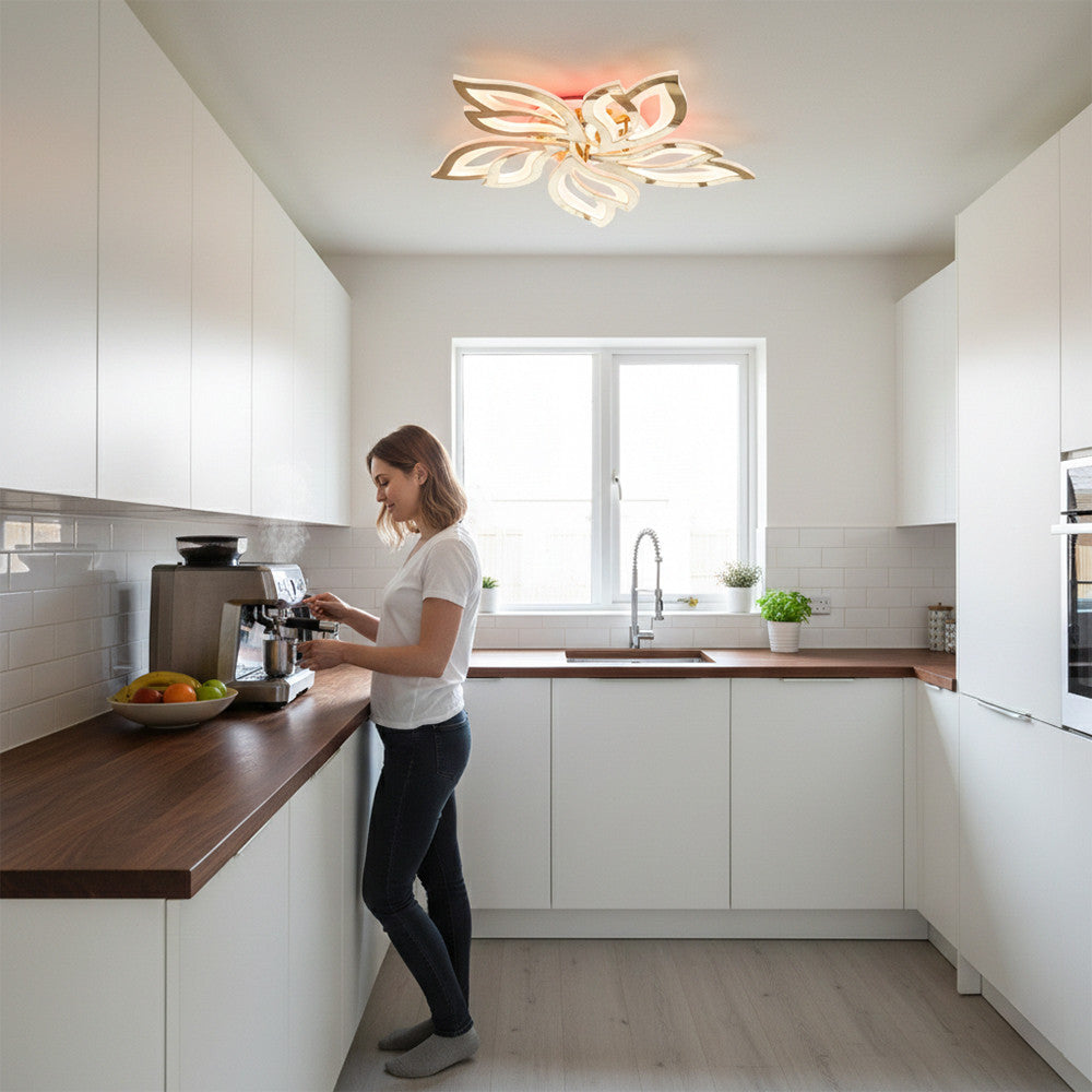 Стельова LED люстра з пультом, димером, 80 Вт, Золото / Світильник світлодіодний / Люстра світлодіодна