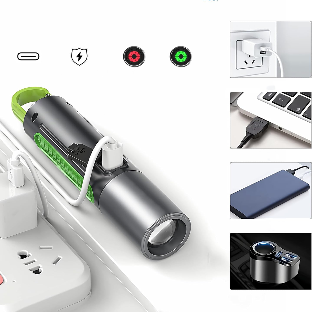 Ліхтарик ручний від USB, BL S507, Чорний / Компактний ліхтарик на акумуляторі / Ліхтар акумуляторний для кемпінгу